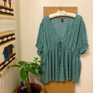 Turquoise Floral SHEIN Shirt